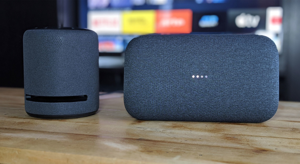 Amazon Echo Studio et Google Home Max