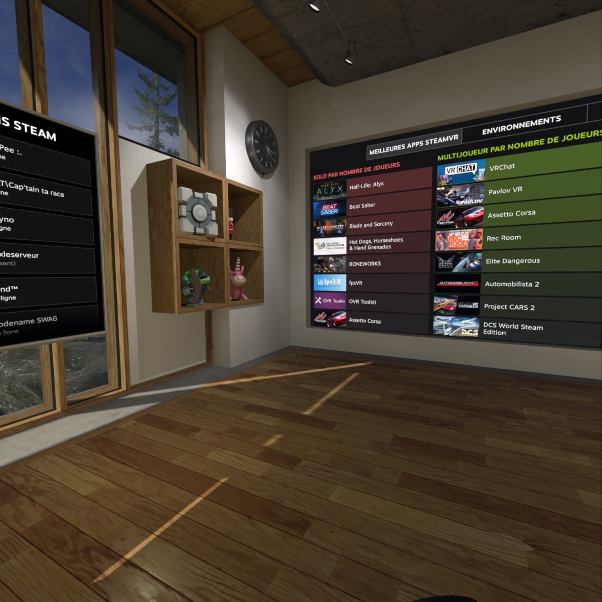 L'interface de SteamVR