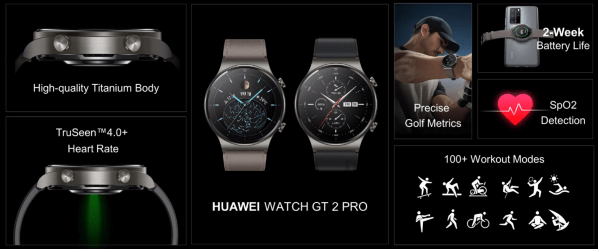 Les caractéristiques de la Huawei Watch GT2 Pro