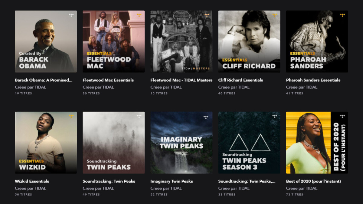 Tidal propose de nombreuses playlists éditorialisées