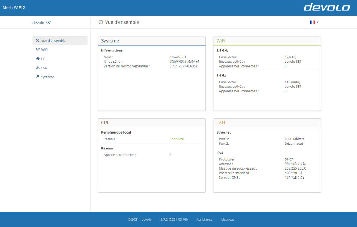 Interface Devolo Mesh WiFi 2