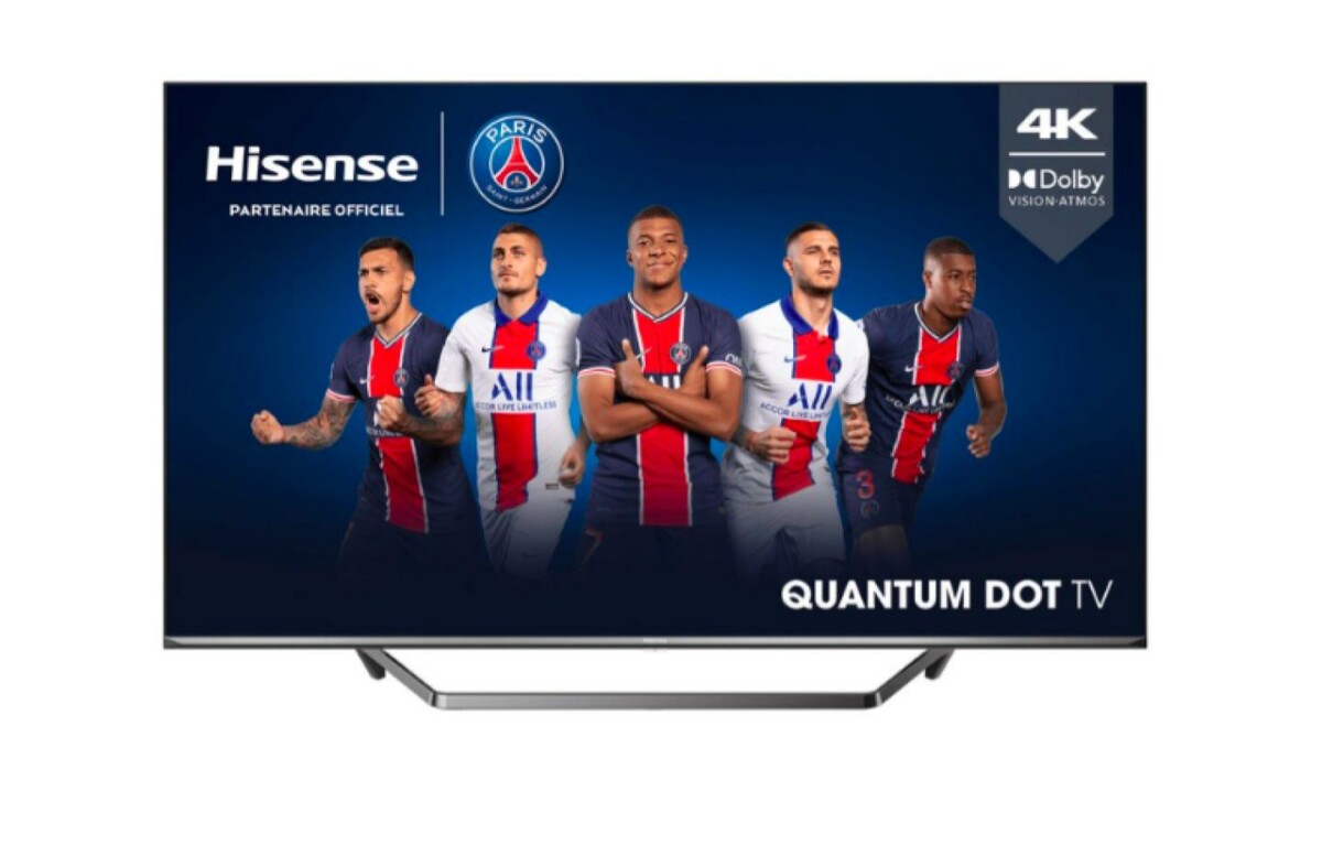 Le TV 4K QLED de Hisense, où l'on peut apercevoir certains membres de l'équipe du PSG