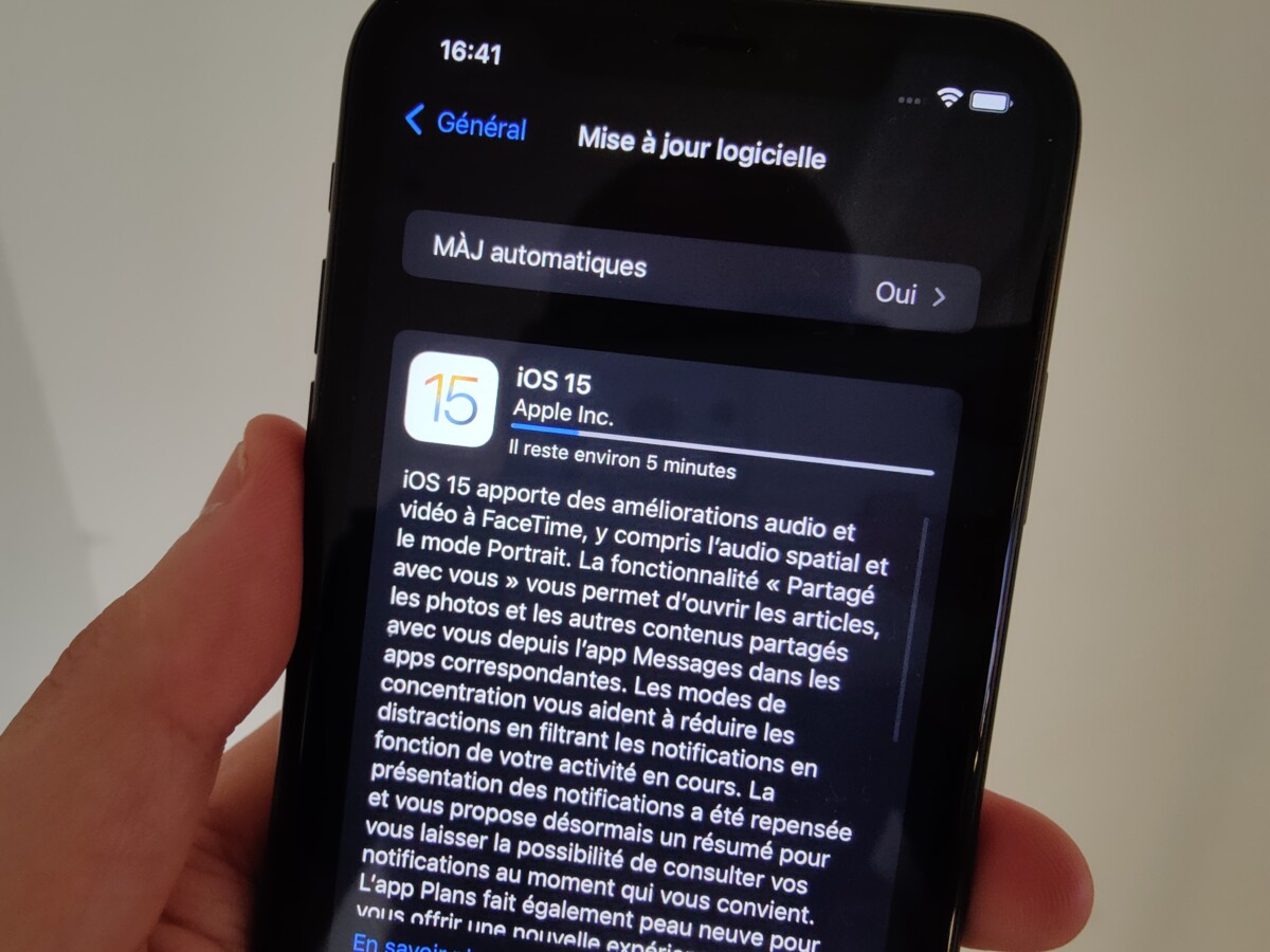 Mise à jour d'un iPhone sous iOS 15