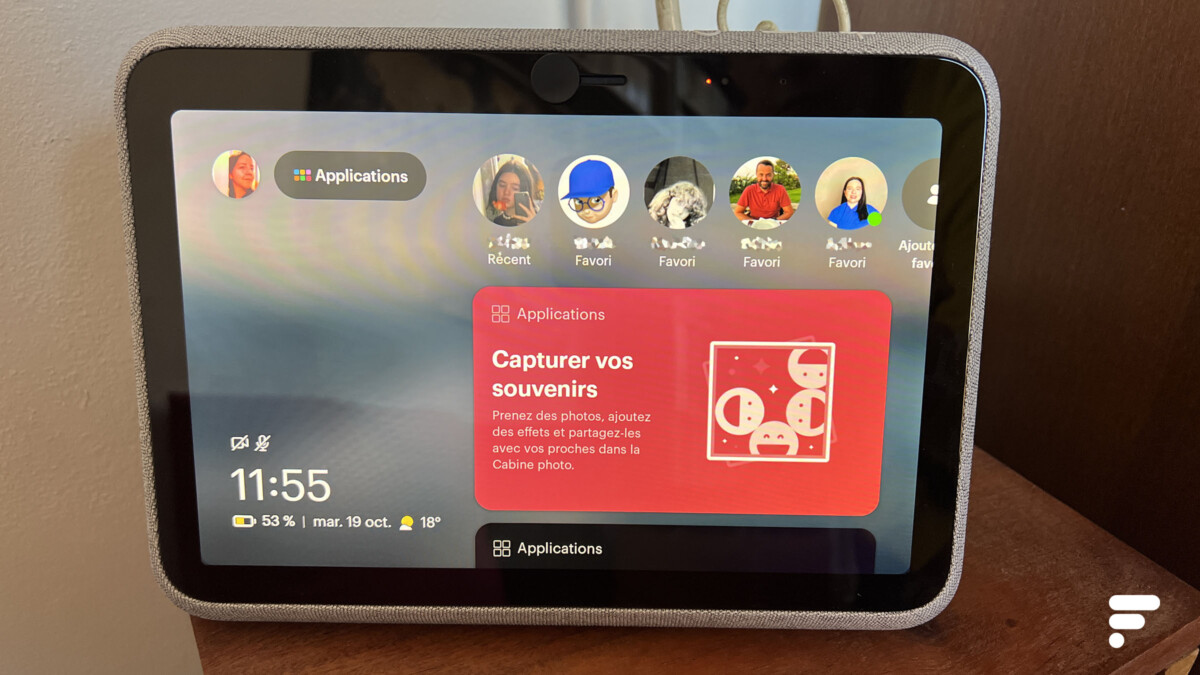 L'écran d'accueil du Facebook Portal Go