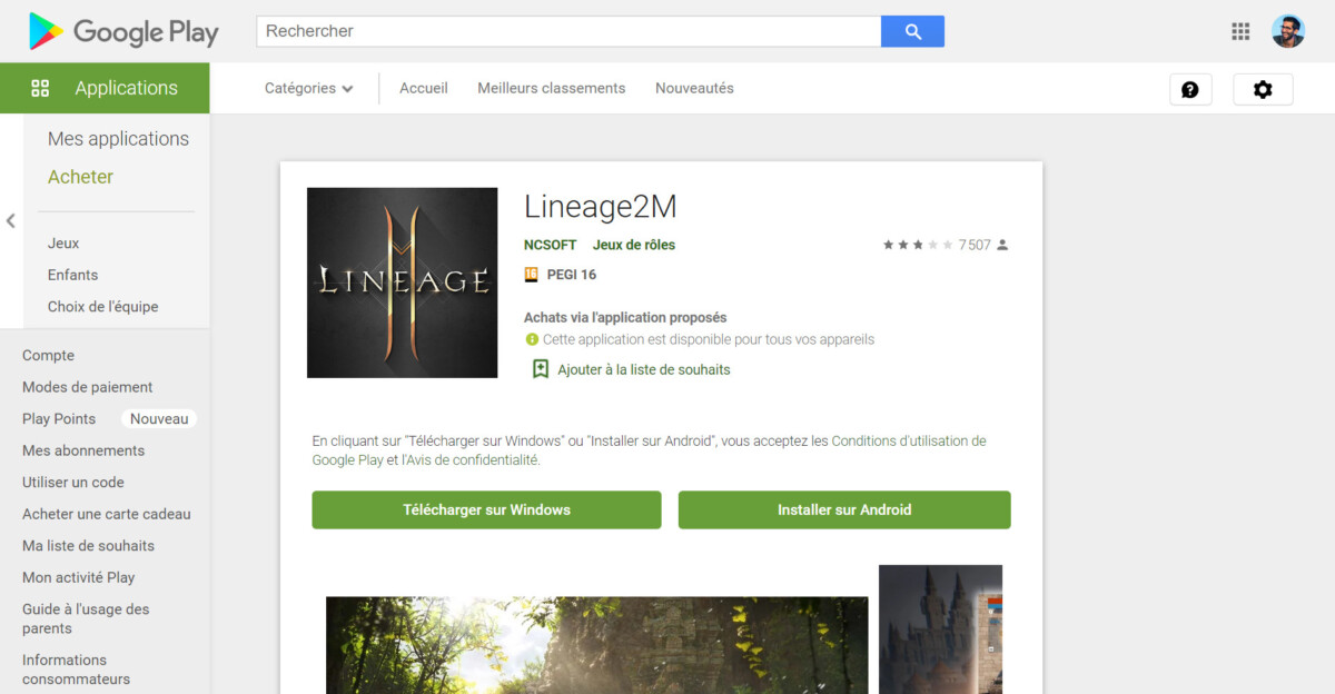 Le Play Store en desktop affiche un nouveau bouton pour télécharger un jeu sur Windows