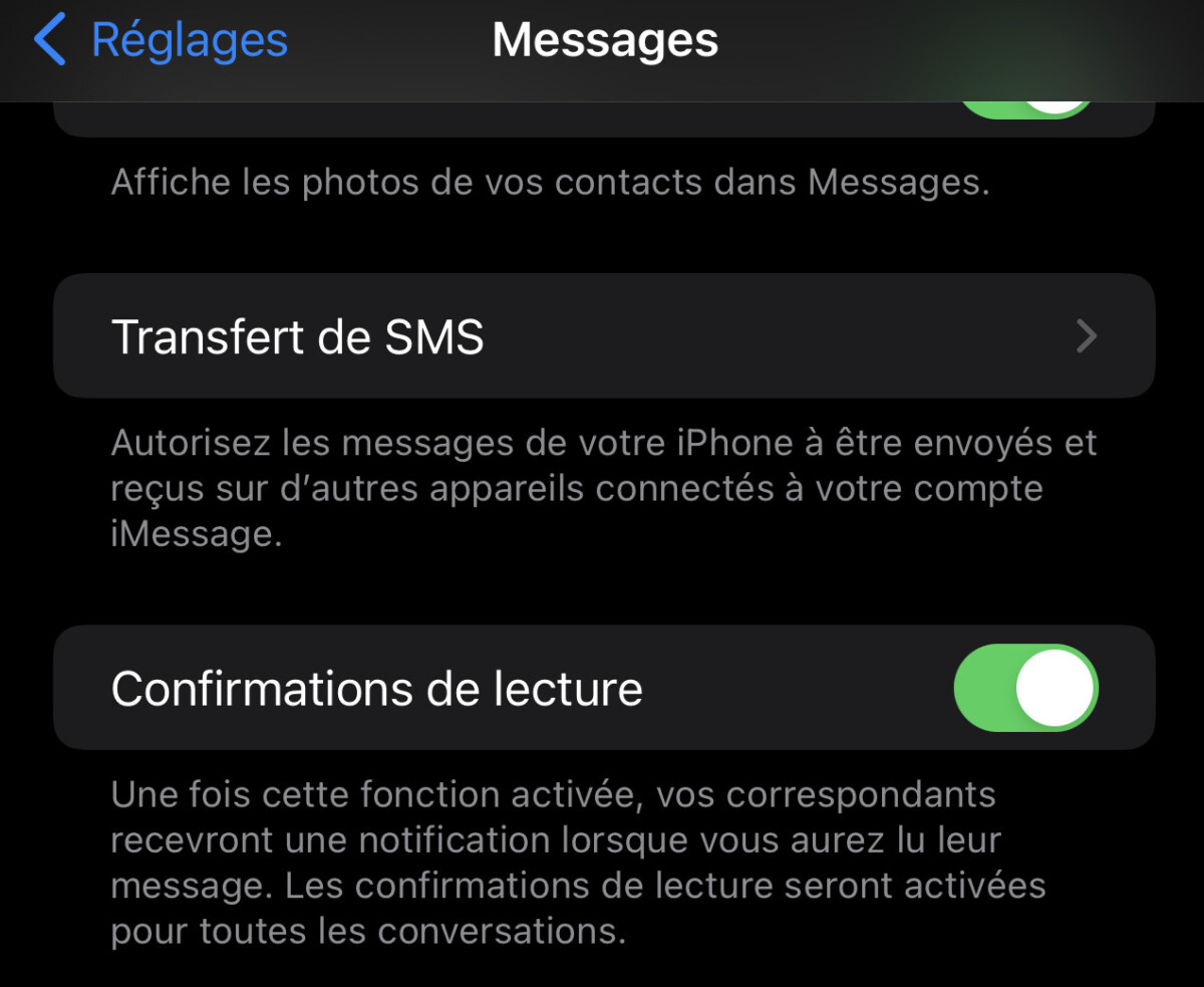 L'option Confirmations de lecture signale à votre interlocuteur que vous avez reçu et lu son message