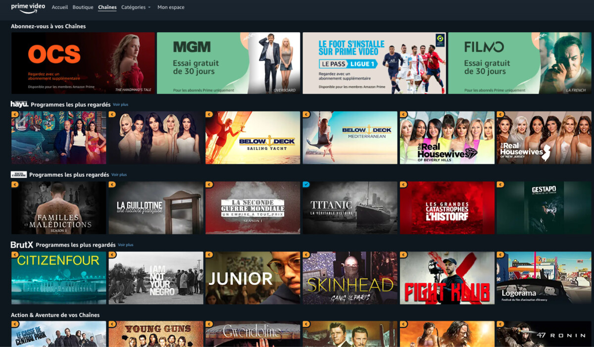 L'espace Prime Video Channels continue de s'enrichir