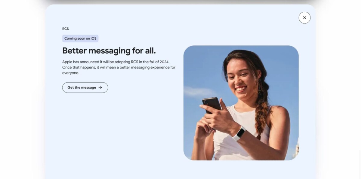L'extrait de la page de Google indiquant l'arrivée du RCS sur iPhone
