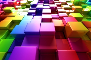 3d Colorful Cubes (1360x768) Resolution Wallpaper