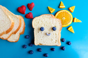 Bread Blueberries Orange Strawberries Food Art (1336x768) Resolution Wallpaper