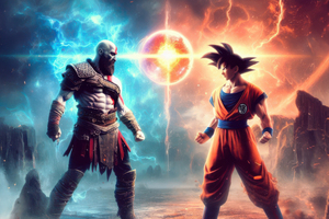 Goku Vs Kratos Wallpaper