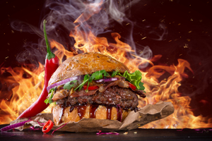 Hot Spicy Burger (2932x2932) Resolution Wallpaper