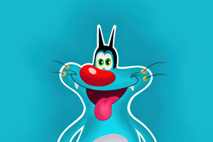 Oggy Smiling Minimalism Wallpaper