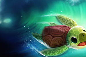 Turtle Surfer 4k (2560x1024) Resolution Wallpaper