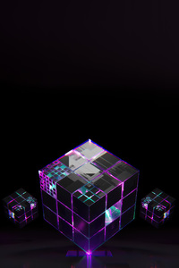 3d Cubes Dark 4k (640x960) Resolution Wallpaper