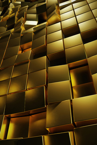 Gold 3d Cubes 4k (480x854) Resolution Wallpaper