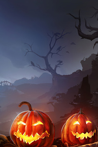 Horror Pumpkins Halloween 4k (1280x2120) Resolution Wallpaper