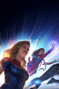 Marvel Future Fight X Captain Marvel (240x400) Resolution Wallpaper