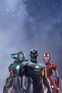 Marvel Future Fight X Iron Man Team (240x400) Resolution Wallpaper