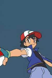 Partner Ash Holding Pokeball (640x960) Resolution Wallpaper