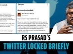 Twitter locked RS Prasad's account temporarily, issued clarification