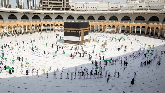 On Sunday, vaccinated Muslim pilgrims gathered in Saudi Arabia for the annual Hajj pilgrimage. This year the country has barred worshippers from abroad and also restricted entry from inside the kingdom due to the pandemic, Reuters said. The country has allowed only 60,000 people to come for Hajj this year.(Reuters)