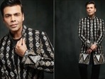 Always the one to grab eyeballs for his quirky sartorial sense, Bollywood filmmaker Karan Johar left us impressed recently with his dapper look in a black sherwani with a touch of contemporary.(Instagram/karanjohar)