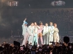BTS was joined by rapper Megan Thee Stallion on the second day of their Permission to Dance on Stage concert in Los Angeles. (Twitter/@MandyHolverson)