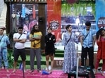 Bigg Boss 15 contestants Rakhi Sawant, her husband Ritesh along with Devoleena Bhattacharjee, Shamita Shetty, Karan Kundrra and Tejasswi Prakash.