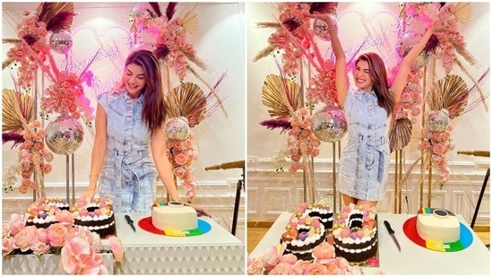 Jacqueline Fernandez has won hearts of many with her bubbly and warm personality. Her Instagram family crossed the 60 million mark today and on the occasion, the Sri Lankan beauty, dressed in a denim dress, celebrated with cakes and lights.(Instagram/@jacqueline@143)