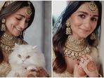 Alia Bhatt gave brides-to-be a reason to ditch traditional red lehengas with her iconic ivory Sabyasachi wedding lehenga. Her wedding pictures are still surfacing on social media and there are no reasons to not. The Brahmastra actor did not have a maid of honor but made her pet Edward, who has featured in several pictures of hers, her 'cat of honour.' Alia took to her social media to share some unseen portraits from the wedding that will leave you mesmerised.(Instagram/@aliaabhatt)