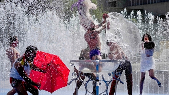 Britain recorded its highest ever temperature of 40C (104F) on Tuesday as a heatwave gripping Europe intensified, scorching fields and damaging airport runways and train tracks.(AP)