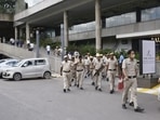 A call about a bomb threat sparked panic at Gurugram's The Leela Ambience Hotel on Tuesday and a search is on to trace it, police said.(HT Photo/Vipin Kumar)