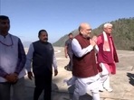 Union home minister AmitShah arrives to offer prayers at Mata Vaishno Devi in Katra, Jammu and Kashmir.(Sourced)