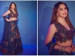 Madhuri Dixit has been winning hearts ever since the 1990s with films like Hum Aapke Hain Koun..!, Dil Toh Pagal Hain, Koyla among others. She has a huge fan following that ranges across age groups. The 'Dhak Dhak' girl once again cast a spell on her fans with her desi look in an embroidered lehenga set.(Instagram/@madhuridixtnene)