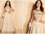 Madhuri Dixit enjoys a huge fan following that ranges across age groups. Her fashion is always on point and is often seen making heads turn at shows, events and red carpets. For a recent episode of the show Jhalak Dikhla Jaa which she is currently judging, the 'dhak dhak' girl wore a contemporary ivory lehenga set.(Instagram/@madhuridixitnene)