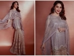 Madhuri Dixit, who is currently judging the celebrity dance show Jhalak Dikhla Jaa Season 10, has lately been captivating her fans with her gorgeous avatars. For the latest episode of the show, the 'dhak dhak' girl donned a dazzling sharara set by Tarun Tahiliani.(Instagram/@madhuridixitnene)