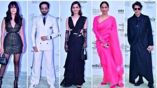 Mrunal Thakur, Ayushmann Khurrana, Manushi Chhillar, Masaba Gupta, Vijay Varma, Shibani Dandekar, Mira Rajput, Aditi Rao Hydari, Gabriella Demetriades and many other stars made an appearance at Vogue India's Forces Of Fashion event in Mumbai. Fashion's first lady Anna Wintour, widely regarded as the most influential figure in fashion, attended the affair. And all the celebrities brought their fashion A-game to the occasion. Keep scrolling to find out who wore what.&nbsp;(HT Photo/Varinder Chawla)