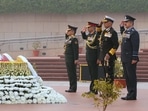 Navy Day is observed every year on December 4 to acknowledge the role of the Indian Navy and commemorate its achievements in 'Operation Trident' during the 1971 Indo-Pak War. On the occasion, the top brass of the Indian Armed Forces on Sunday paid homage at the National War Memorial.(PIB)