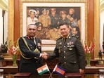 Chief of Army Staff, General Manoj Pande met with Lt Gen Hun Manet, Deputy Commander-in-Chief, Royal Cambodian Armed Forces & Commander, Royal Cambodian Army, and ‘Terms of Reference’ for Staff Talks between the two Armies were signed on Friday. (Indian Army Twitter)