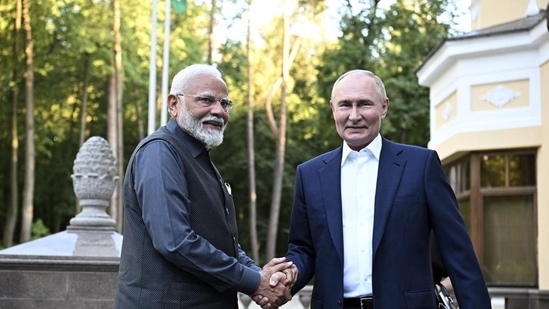 Prime Minister Narendra Modi, who arrived in Moscow for a two-day visit on Monday, held an informal meeting with Russian President Vladimir Putin at Novo-Ogarevo state residence outside Moscow. (AP)