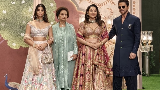 Suhana Khan, her grandma, Gauri Khan, and Shah Rukh Khan at the event.