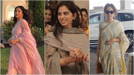 Your favourite celebrities wowed us with their diverse style choices. From Isha Ambani and Shehnaaz Gill in their steal-worthy suit sets to Kangana Ranaut's airport look in an elegant cotton saree, here are the best-dressed celebs of the day.&nbsp;(Instagram)