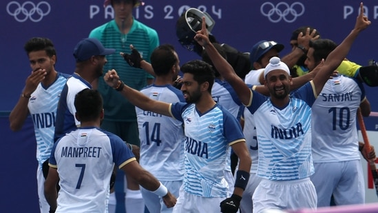 India beat Great Britain 4-2 in penalty shoot-out to enter the semifinals of the men's hockey event at the Paris Olympics.(AFP)