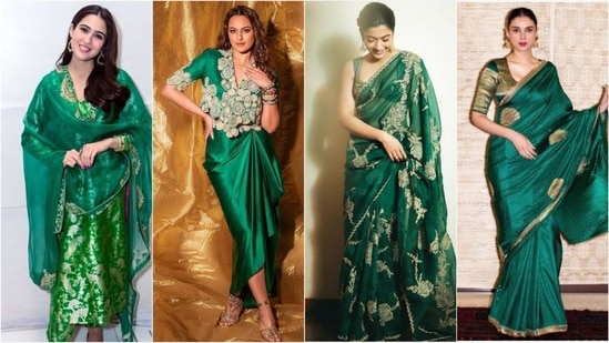 Hariyali Teej falls on August 8 this year, and we're already buzzing with excitement! Green is considered a symbol of unbroken good fortune and is very auspicious to wear during the Hariyali Teej puja. If you haven't decided on your outfit yet, don't worry—we're here to help you out. When it comes to fashion and style, no one can beat our Bollywood divas. Here are some stunning B-town inspired green outfits to make you slay this Hariyali Teej.(Instagram)