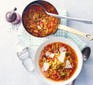 Cabbage soup in bowl and pan