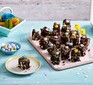 Chocolate fridge cake with chocolate eggs