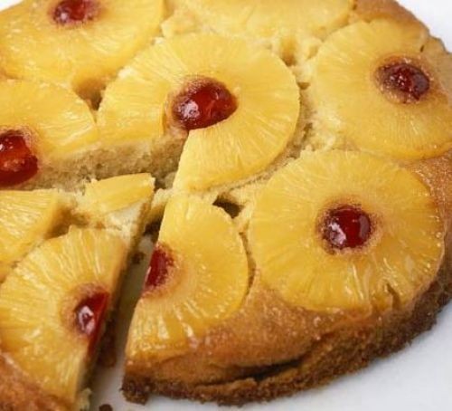 Pineapple cake with cherries