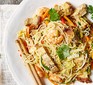 Spicy Singapore noodles on white plate