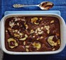 Chocolate and pear pudding in dish